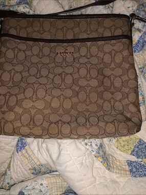 Coach Brown Signature Jacquard Crossbody Bag